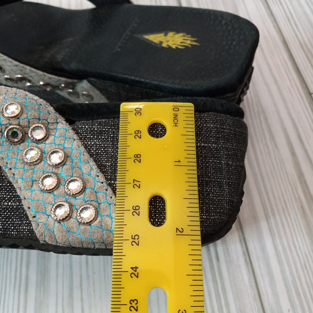 Volatile Y2K Studded Gemstone Platform Wedge Sandals - Picture 7 of 10
